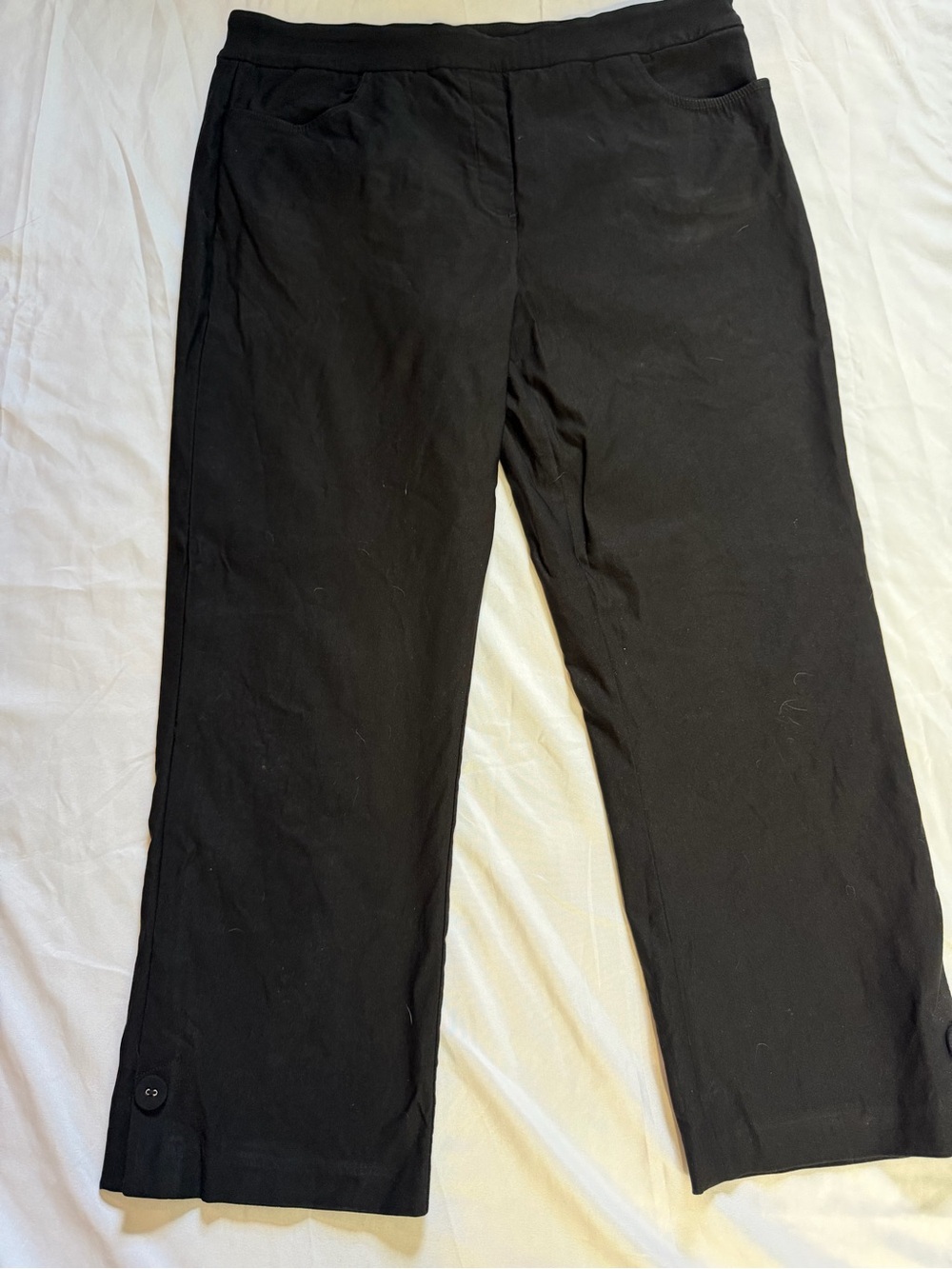 Tribal Black Straight Leg Pants with Button Detail. Size 14